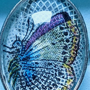 Vintage Stílusú Pillangó Gyűrű - ékszer - gyűrű - üveglencsés gyűrű - Meska.hu