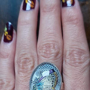 Vintage Stílusú Pillangó Gyűrű - ékszer - gyűrű - üveglencsés gyűrű - Meska.hu