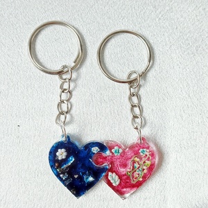 Páros Puzzle Szív Kulcstartó Szett Epoxy Gyantából - táska & tok - kulcstartó & táskadísz - kulcstartó - Meska.hu
