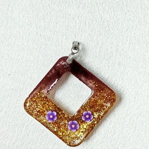 Arany Ragyogás � Lila Virágos Műgyanta Ékszerszett - ékszer - ékszerszett - Meska.hu