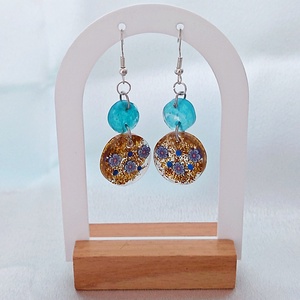 Absztrakt Művészet � Geometrikus Műgyanta Fülbevaló Arany Csillogással, Ékszer, Fülbevaló, Lógó fülbevaló, Ékszerkészítés, MESKA