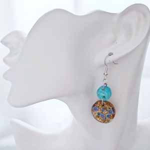 Absztrakt Művészet � Geometrikus Műgyanta Fülbevaló Arany Csillogással - ékszer - fülbevaló - lógó fülbevaló - Meska.hu