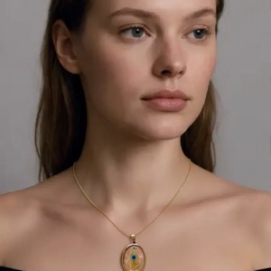 Elegáns pávaszemes ovális medál  - ékszer - nyaklánc - medálos nyaklánc - Meska.hu