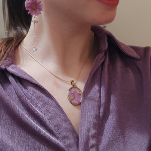 Lila Álom - Valódi virágos műgyanta ékszerszett ametiszt kövekkel - ékszer - ékszerszett - Meska.hu