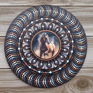 Mandala lovas motívummal, Otthon & Életmód, Dekoráció, Spiritualitás, Mandala, Festett tárgyak, MESKA