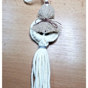 Fehér színű makramé angyalka - karácsony - karácsonyi lakásdekoráció - karácsonyfadíszek - Meska.hu