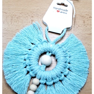 Kékszínű makramé ajándék dísz karácsonyra, Karácsony, Karácsonyi lakásdekoráció, Karácsonyfadíszek, Csomózás, MESKA