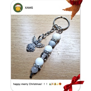 Angyalka medálos karácsonyi ajándék kulcstartó , Táska & Tok, Kulcstartó & Táskadísz, Kulcstartó, Gyöngyfűzés, gyöngyhímzés, MESKA