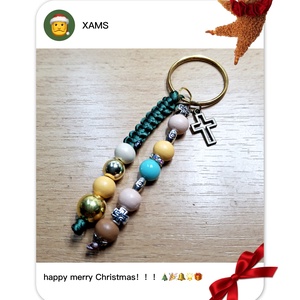 Karácsonyi ajándék kulcstartó színes gyöngyökből , Táska & Tok, Kulcstartó & Táskadísz, Kulcstartó, Csomózás, Gyöngyfűzés, gyöngyhímzés, MESKA