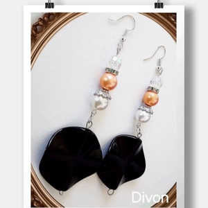 Dekoratív lógós fülbevaló , Ékszer, Fülbevaló, Lógó fülbevaló, Gyöngyfűzés, gyöngyhímzés, MESKA