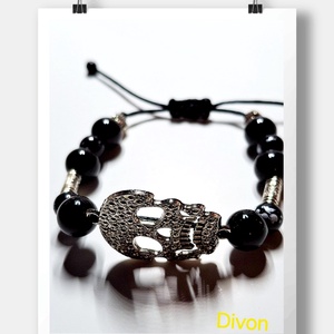 Koponyafejes bőrkarkötő karizmatikus férfiaknak  - Meska.hu