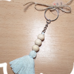 Natúr fagyöngyös kulcstartó-táskadísz, Táska & Tok, Kulcstartó & Táskadísz, Kulcstartó, Csomózás, MESKA
