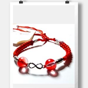 Végtelen örök szeretet Valentin nap alkalmából , Ékszer, Karkötő, Fonott karkötő, Csomózás, Gyöngyfűzés, gyöngyhímzés, MESKA