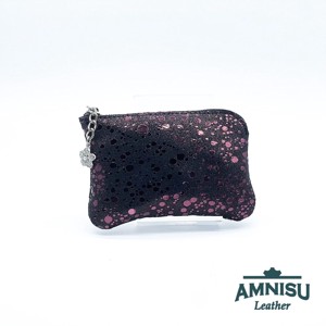 Metál lila pöttyös egy cipzáras kulcstartó A4027 -  - Meska.hu