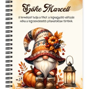 Személyre szabható - Cuki őszi manó mintás A6-os füzet, Otthon & Életmód, Papír, írószer, Jegyzetfüzet & Napló, , MESKA