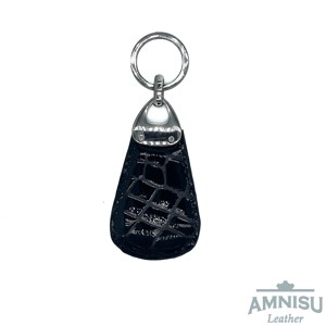 Fekete lakk krokkómintás csepp alakú swarovski köves bőr kulcstartó H8024 - táska & tok - kulcstartó & táskadísz - kulcstartó - Meska.hu