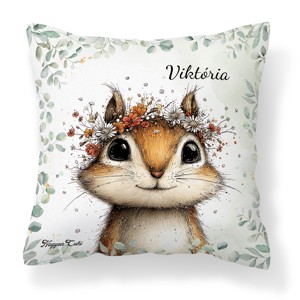 Névvel kérhető - Az erdő kis akrobatája, a mókus mintás párna, Otthon & Életmód, Lakástextil, Párna & Párnahuzat, Díszpárna (belsővel együtt), , MESKA