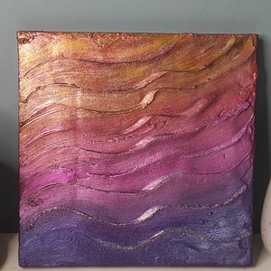 20x20cm-es strukturált felületű naplemente jellegű akril festmény  - otthon & életmód - dekoráció - kép & falikép - vászonkép - Meska.hu