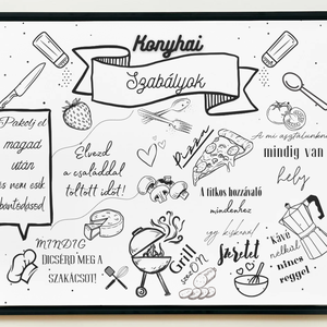 Konyhai szabályok-dekorációs kép - Meska.hu