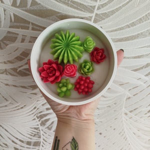 Modern kerámia kaspó viasz pozsgásokkal  - otthon & életmód - dekoráció - asztal és polc dekoráció - asztaldísz - Meska.hu