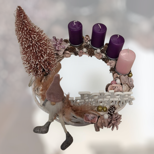 Adventi koszorú manóval - karácsony - adventi díszek - adventi koszorú - Meska.hu