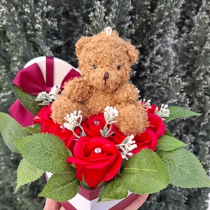 Szív alakú szappanrózsa box plüss macival � a szerelem ékköve  - Meska.hu