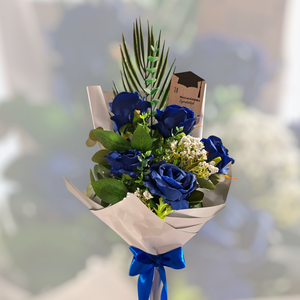 Kék rózsás ballagási csokor - Meska.hu
