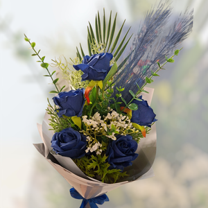 Kék rózsás ballagási csokor - Meska.hu