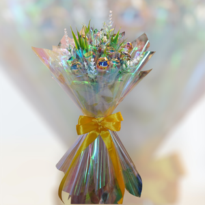 Minion nyalókás óvodai ballagási csokor - otthon & életmód - virágdekoráció - virágok - virágcsokor - Meska.hu