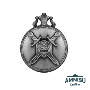 Ezüst d20 karddal mini fém kockaszett zsebóra tokban, Játék & Sport, Szerepjáték, , MESKA