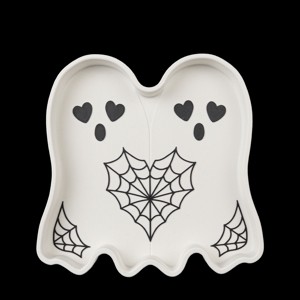 Halloween cukorkatartó tál, szellem páros � kínálótál, ékszertartó és gyűrűtartó tálca, 18 cm - Meska.hu