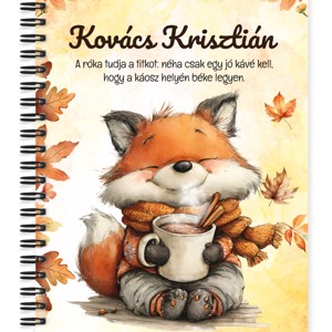 Személyre szabható - Cuki őszi kávézós róka mintás A5-ös füzet, Otthon & Életmód, Papír, írószer, Jegyzetfüzet & Napló, , MESKA