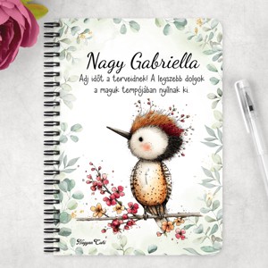 Személyre szabható - Tündéri harkály, az erdő kis dobosa mintás A5-ös füzet - otthon & életmód - papír, írószer - jegyzetfüzet & napló - Meska.hu