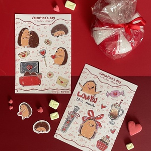 2in1 Sünis valentin napi matricaív csomag A6, Kellékek & szerszámok, Dekorációs kellékek, Matricaív, Festészet, Fotó, grafika, rajz, illusztráció, MESKA