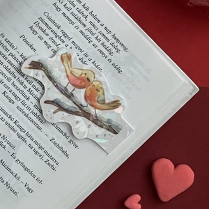 Vörösbegy szerelem mágneses könyvjelző csillogós, Könyv & Zene, Könyvjelző, Fotó, grafika, rajz, illusztráció, Festészet, MESKA