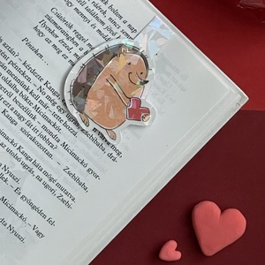 Szeretlek! Sünis mágneses könyvjelző csillogós, Könyv & Zene, Könyvjelző, Fotó, grafika, rajz, illusztráció, Festészet, MESKA