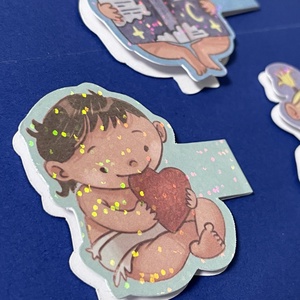 Babás szíves csillogós mágneses könyvjelző - könyv & zene - könyvjelző - Meska.hu