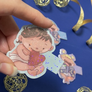 Babás szíves csillogós mágneses könyvjelző - könyv & zene - könyvjelző - Meska.hu