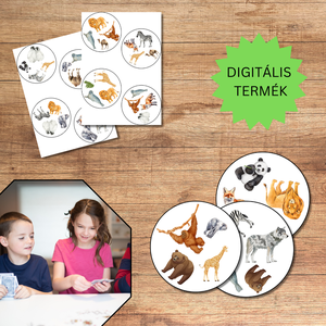 Fejlesztő kártyajáték: a világ állatai (13 lapos), Játék & Sport, Táblajáték és Kártyajáték, Kártya, Fotó, grafika, rajz, illusztráció, A Dobble-hoz hasonló kártyajáték kisgyerekek számára: fejleszti a koncentrációt, vizuális készségek..., MESKA