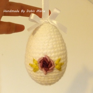 Horgolt húsvéti tojás masnis akasztóval. -  - Meska.hu