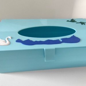 Balaton témájú világoskék zsebkendőtartó madár motívumokkal  - otthon & életmód - tárolás & rendszerezés - zsebkendőtartó - Meska.hu