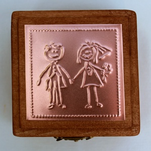 Together forever - gyűrűtartó doboz dombornyomott fémlemezzel, exkluzív béléssel =, Esküvő, Kiegészítők, Gyűrűtartó & Gyűrűpárna, Fémmegmunkálás, MESKA