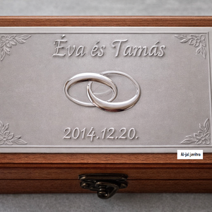 Gyűrűtartó doboz dombornyomott fémlemezzel, exkluzív béléssel, Esküvő, Emlék & Ajándék, Doboz, Fémmegmunkálás, MESKA