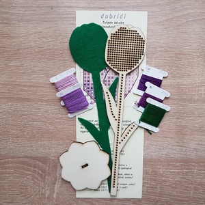 Keresztszemes hímzéssel készíthető tulipán készlet - diy (csináld magad) - egységcsomag - Meska.hu
