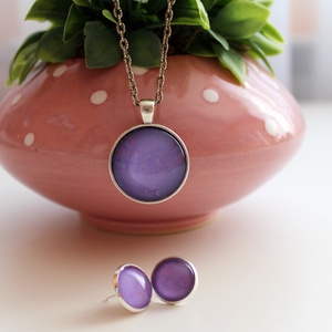 Lila ékszerszett lánccal, Ékszer, Ékszerszett, Ékszerkészítés, MESKA