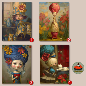 Mini művésznyomat vintage keretben � választható DodóArt illusztráció - otthon & életmód - dekoráció - fali és függő dekoráció - falra akasztható dekor - Meska.hu