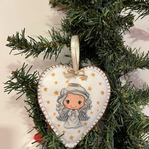 Angyalkás karácsonyi filc díszek - karácsony - karácsonyi lakásdekoráció - karácsonyfadíszek - Meska.hu