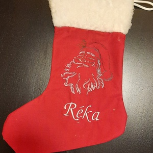Hímzett Mikulás csizma, Karácsony, Mikulás, Mikulás zsák, zokni, csizma, Hímzés, MESKA