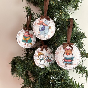 Erdei állatos karácsonyi filc díszek 3., Karácsony, Karácsonyi lakásdekoráció, Karácsonyfadíszek, Varrás, MESKA