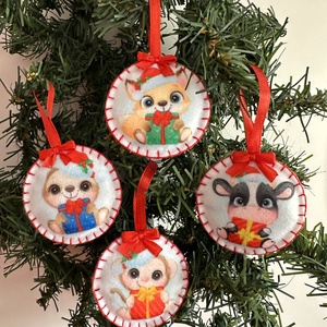 Cuki állatok ajándékkal filc díszek 3. - Meska.hu